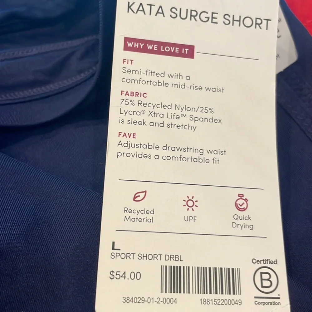 NWT Athleta Kata Surge Short Large. Dress Blue - Picture 5 of 5
